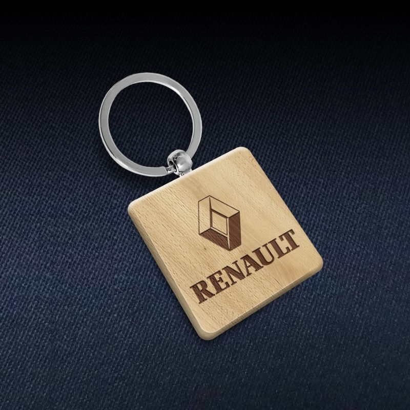 Дерев'яний брелок з лазерним гравіюванням, квадратний 40x40 мм