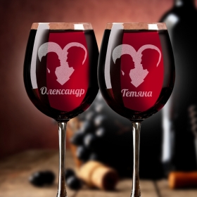 Парные бокалы для вина с гравировкой ко Дню Влюбленных (FN-DSV01)