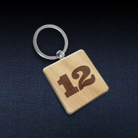 Дерев'яний брелок з лазерним гравіюванням, квадратний 40x40 мм